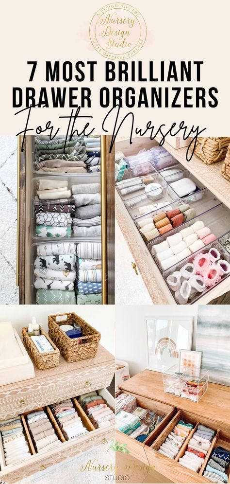 THE-7-MOST-BRILLIANT-NURSERY-DRAWER-ORGANIZERS Nursery Drawers, Top Organization Ideas, Baby Drawer Organization, Newborn Organization, Dresser Top Organization Ideas, Nursery Drawer Organization, Baby Dresser Organization, Dresser Top Organization, Nursery Dresser Organization