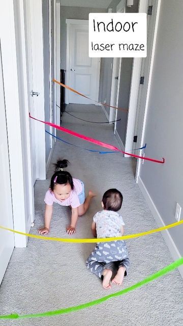 Hallway Laser Maze, Under And Over Activities, Crawling Activities For Preschool, Crawling Activities, Opposites Preschool, Laser Maze, Indoor Activities For Toddlers, Easy Toddler Activities, Fun Indoor Activities