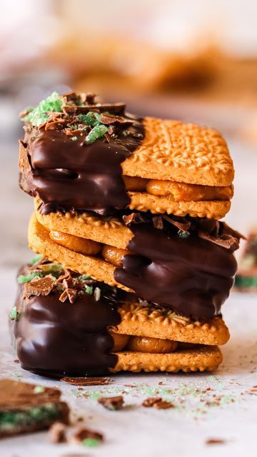 Caramel Sandwich Cookies, Tennis Biscuits, Peppermint Crisp, Caramel Treats, Biscuit Cookies, On The Menu, Sandwich Cookies, The Menu, Melting Chocolate