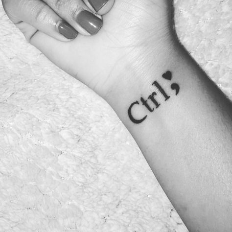 #selfcare #semicolonproject #heart #ctrl Aesthic Tattoos Women, Ctrl Tattoo Ideas, Small Semi Colon Wrist Tattoo, Sza Ctrl Inspired Tattoos, Ctrl Sza Tattoo, Ctrl Tattoo, Sa Tattoos, Sza Tattoos, Simple Hand Tattoos