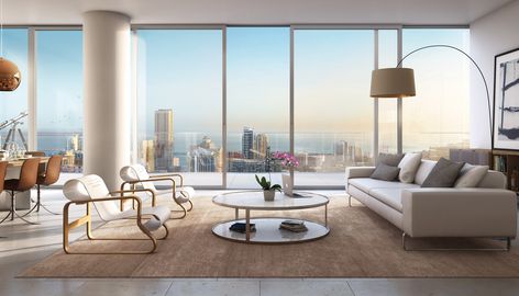 One River Point by Rafael Vinoly Condo Living Room Decor, Curved Living Room, Condo Living Room, Beverly Hills Houses, Interior View, Downtown Miami, 아파트 인테리어, Condo Living, Expensive Houses