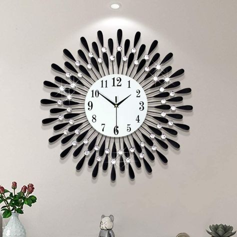 20 Stunning Home Office Ideas - So Pretty That You Won't Want To Leave! - August 2021 - Ducks 'n a Row Wall Clock Design Ideas, Metal Living Room, Shabby Chic Mirror, Digital Wall Clock, Wall Watch, Metal Watch, Wall Clock Design, Decoration Kitchen, Crystal Wall