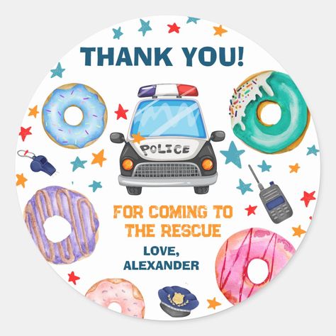 Police Party Favors, Police Birthday Party, Police Party, Police Birthday, Circle Labels, Make Happy, Favor Bags, Birthday Party Favors, 4th Birthday