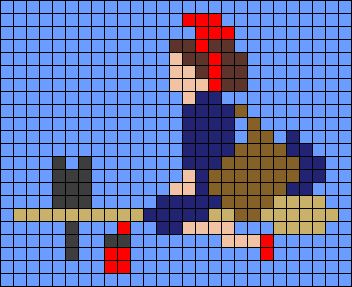 Jiji Alpha Pattern, Kiki's Delivery Service Pixel Art, Calcifer Alpha Pattern, Ghibli Grid Pattern, Studio Ghibli Grid Pattern, Studio Ghibli Pixel Art Grid, Studio Ghibli Alpha Pattern, Pixel Art Ghibli, Ghibli Pattern