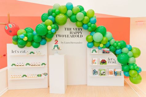 A Very Hungry Caterpillar, Eric Carle Themed Birthday Party, Eric Carle First Birthday Party, Eric Carle Birthday, The Very Hungry Caterpillar Birthday, Eric Carle Birthday Party, Eric Carle Birthday Cake, Hungry Caterpillar Birthday Balloons, Eric Carle Baby Shower Ideas