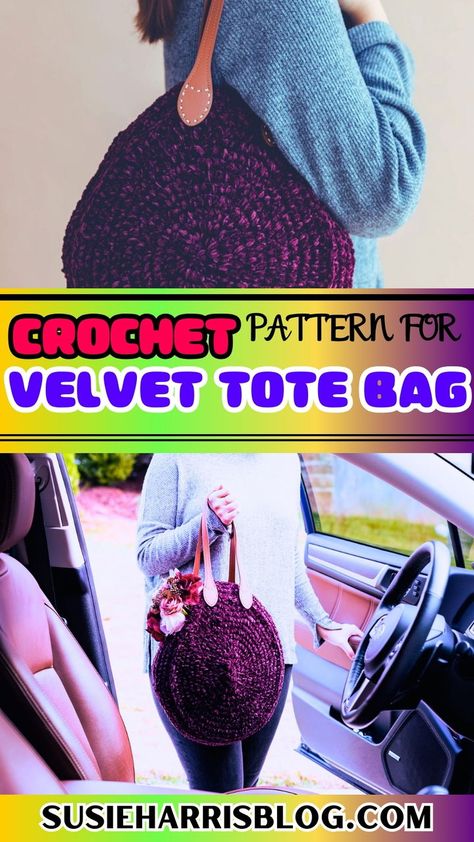 elvet Tote Bag Velvet tote bag is a very simple, easy, and attractive DIY project to make. This bag will attract the attention of others and will show your fashion sense in different ways. This simple and easy project is great for the beginners. You can carry this beautiful bag in your parties, gathering, and other functions. You can put different things in this bag like mobile phone and charger, notebook and pen, water bottle, snacks, and personal items. Easy Crochet Tote Bag, Tote Bag Ideas, Velvet Tote Bag, Notebook And Pen, Crochet Tote Bag, Bag Ideas, Crochet Tote, Crochet Basket, Beautiful Crochet