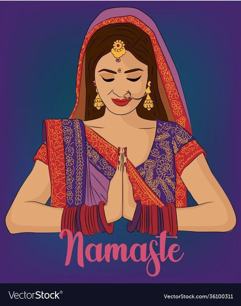 Namaste Illustration, Namaste Images, Drawing Rangoli, Marriage Art, Happy Dussehra Wallpapers, Bride Cartoon, Namaste Hands, Graphic Wedding Invitations, Dussehra Wallpapers