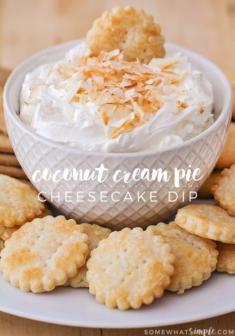 An easy Coconut Cream Pie recipe turned into a delicious Cheesecake Dip! (Your taste buds are going to thank you!) Coconut Cream Dip Recipe, Coconut Cream Cheese Pie, Coconut Cream Pie Cheesecake, Coconut Cream Pie Dip Recipe 12 Tomatoes, Munchie Snacks, Easy Coconut Cream Pie, Coconut Dip, Cocnut Cream Pie, Paula’s Coconut Cream Pie