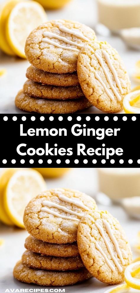 Looking for a delightful dessert? These Lemon Ginger Cookies are a perfect blend of zesty flavor and warm spice, making them an irresistible treat for family gatherings or quiet evenings at home. Ginger Icing Recipe, Soft Ginger Cookies Recipe, Lemon Ginger Cookies, Lemon Snap Cookies, Lemon Ginger Cookies Recipe, Ginger Biscuits Recipe, Ginger Cookies Recipe, Lemon Cookies Easy, Soft Ginger Cookies