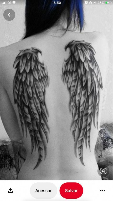 Angel Wings Tattoo On Back Women, Angel Wings Tattoo On Back, Beautiful Angel Tattoos, Voodoo Doll Tattoo, Hd Tattoos, Wing Tattoos On Back, Alas Tattoo, Pink Tattoo, Mom Tattoo Designs