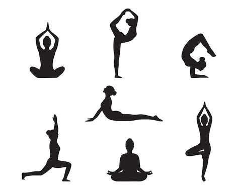 Yoga Poses Images, Female Yoga Poses, Yoga Pose Silhouette, Yoga Basement, Yoga Pose Drawing, Meditation Silhouette, Yoga Pose Illustration, Silhouette Yoga, Yoga Silhouette