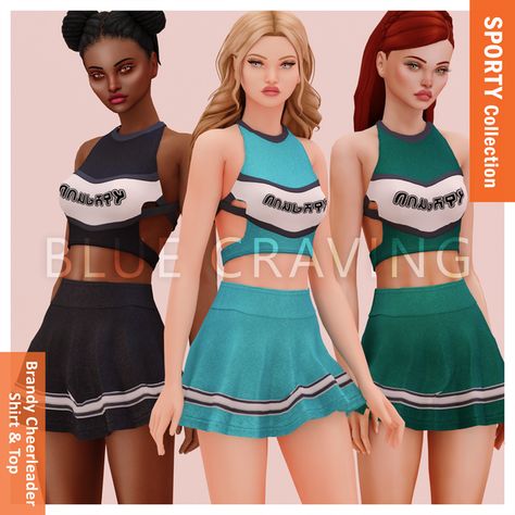 Brandy Set, Fem Clothes, Cheerleading Shirts, 2000s Clothes, Cheer Outfits, Basketball Clothes, Cheerleading Outfits, Best Sims, Stripe Outfits