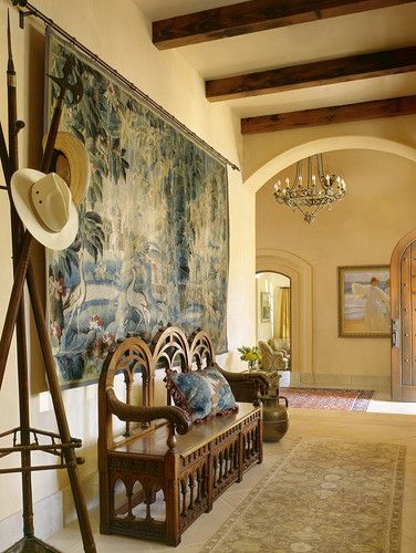 Santa Fe Style Design, Pictures, Remodel, Decor and Ideas - page 21 Style Toscan, Armoire Design, Design Hall, English Interior, Santa Fe Style, Large Tapestries, French Chairs, Hall Design, Tuscan Style