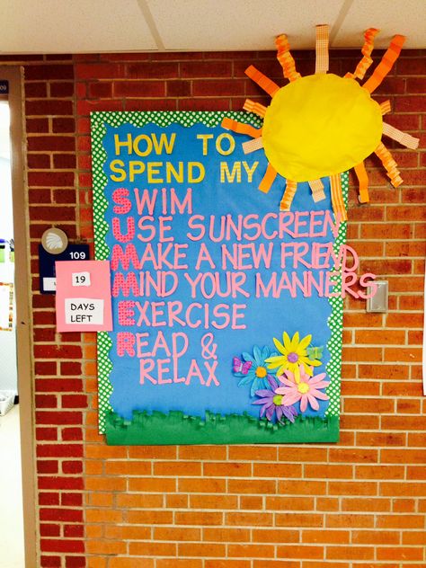 How to spend my summer school bulletin board- School Nurse Elementary, Office Bulletin Board Ideas, Office Bulletin Board, Pe Bulletin Boards, Nurse Bulletin Board, School Nurse Office Decorations, Health Bulletin Boards, Office Bulletin Boards, School Nurse Office