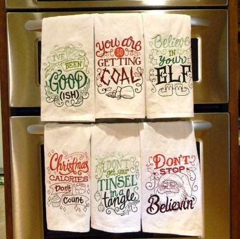 Christmas Kitchen Decor - Cute/Sassy Sayings by GHDChristmas on Etsy Christmas Dish Towels, Embroidery Things, Cricut Funny, Towel Ideas, Sassy Sayings, Funny Towels, Cute Sayings, Commercial Embroidery Machine, Warm Home Decor