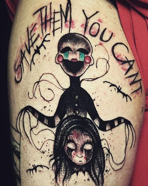 Five Nights At Freddy's Tattoo, Puppet Tattoo, Creepy Fnaf, Fnaf Puppet, Coffin Tattoo, Stick Poke Tattoo, Bat Tattoo, Kawaii Tattoo, Gaming Tattoo