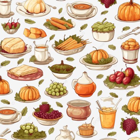 beautiful vector hand drawnseamless pattern thanksgiving food thanksgiving food thanksgiving patte Thanksgiving Food Clipart, Thanksgiving Pattern, Food Thanksgiving, Thanksgiving Sign, Autumn Food, Thanksgiving Signs, Thanksgiving Cookies, Food Clipart, Food Png