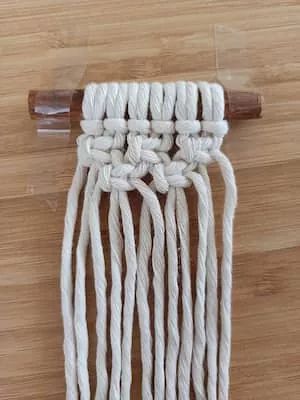 Mini Macrame Wall Hanging With Stick | Hometalk Macrame Projects For Beginners, Easy Macrame Wall Hanging, Mini Macrame Wall Hanging, Macrame Wall Hanging Tutorial, Half Hitch Knot, Cut The Ropes, Small Macrame, Small Wall Hangings, Macrame Wall Hanging Diy