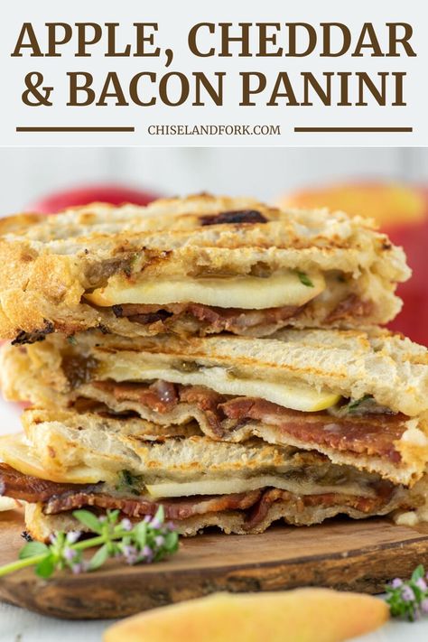 Bacon Panini, Best Panini Recipes, Panini Press Recipes, Tasty Sandwiches, Panini Recipe, Fancy Grilled Cheese, Panini Grill, Apple Cheddar, Pork Loin Roast Recipes