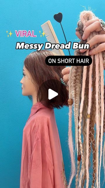 Marjolein van der Weide on Instagram: "🔥 VIRAL 🔥 Messy Dread Bun on SHORT hair 🙌  Double tap if you needed to see this 😍  And save for later if you want to try it 🔐  Dreads on short hair are a huge YES, showing you one of the gorgeous hairstyles you can create.  #dreadsonshorthair #shorthair #summerhair #millenialhairstyle #hairideas #viralmessybun #messybun" Dreads On Short Hair, Bun On Short Hair, Dread Bun, Wool Dreads, Gorgeous Hairstyles, Save For Later, Messy Bun, Double Tap, Gorgeous Hair