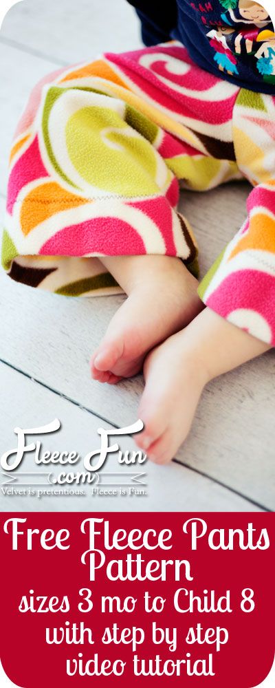 Wow one pattern piece - super easy to sew and video tutoiral.  Love! Child's basic Fleece Pants   free child pants patterns I www.fleecefun.com Fleece Sewing Projects, Pants Patterns, Fleece Projects, Couture Bb, Winter Sewing, Sewing Fleece, Trendy Sewing, Pants Sewing Pattern, Kids Fleece