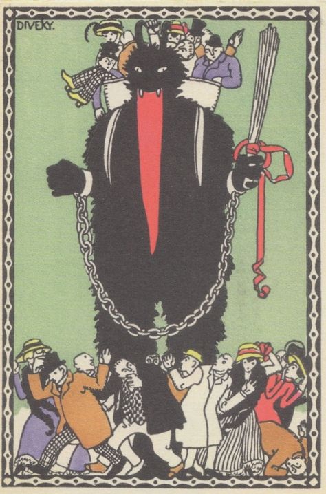 Krampus postcard Krampus Card, Yule Goat, Koloman Moser, Creepy Vintage, Modern Postcard, Bad People, Old Postcards, Christmas Postcard, E Card