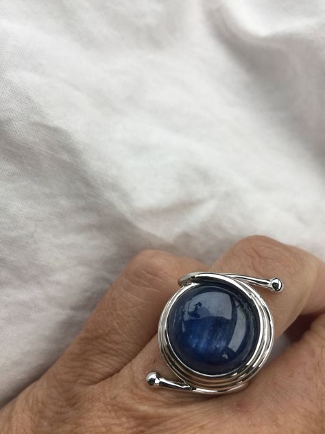 great color Deep blue Kyanite stone surrounded by a cool modern setting  The setting is handcrafted in Sterling silver  Size 7.5  Can be sized All rings are shipped in a nice gift box.   Check out our over a THOUSAND great reviews Engraving is $4 per letter and is not always perfect depending on the piece. It can take a few days if the jeweler is busy. This is payable to Paypal Judithsltd@gmail.com Dope Jewelry Accessories, Silver Cocktail, Dope Jewelry, Blue Kyanite, Blue Jewelry, Antique Rings, Piercing Jewelry, Statement Ring, Promise Rings