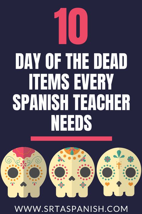 Are you a Spanish teacher about to celebrate Day of the Dead in your classroom? You already have all of your activities planned, now take it to the next level with these Día de los Muertos items every Spanish teacher should have! Printables, artwork, outfit pieces, paintings, posters, and more! Everything you need for your celebration of the traditions. Click to see more! #spanishclass #dayofthedead Spanish Literature, Spanish Basics, Middle School Spanish, Learn Spanish Online, Spanish Lesson Plans, Outfit Pieces, High School Spanish, Why Bother, Holiday Lessons