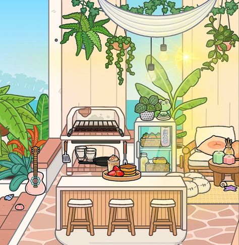 Toca Boca Room Ideas Bonsai House, Toca Boca Nursery, Toca Boca Nursery Ideas, Toca Boca Bonsai House Ideas, Romantic Beach House, Beach House Room Ideas, Toca Life World Aesthetic Pfp, Bad Room Ideas, Toca Ideas