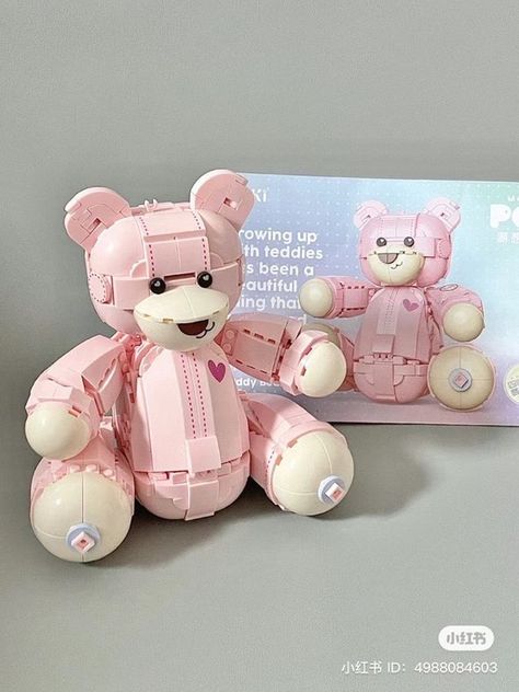 Lego Teddy Bear, Lego Display, Lego Craft, Lego Creative, Image Swag, Pink Vibes, Lego Projects, Lego Building, Cute Room Decor