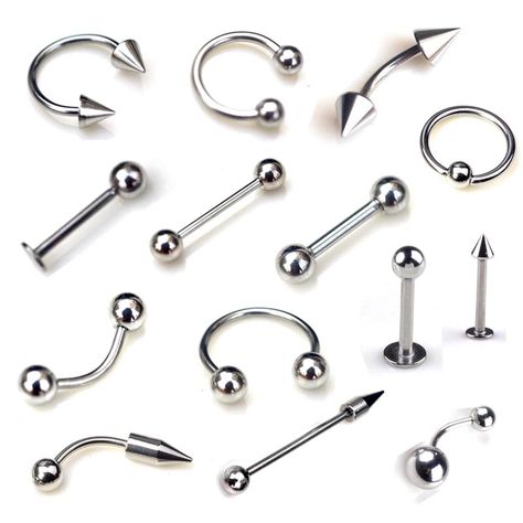 5pcs/lot Silver Color Stainless Steel Eyebrow Navel Belly Lip Tongue Nose Piercing Bar Ring Labret Lower Lip Piercing, Piercing Bar, Labret Jewelry, Ear Piercings Tragus, Forward Helix Piercing, Dermal Piercing, Handmade Gold Jewellery, Bar Ring, Golden Jewelry