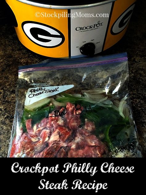 Crockpot Philly Cheese Steak Recipe2 Freezer Philly Cheese Steak, Philly Cheese Steak Freezer Meal, Crockpot Philly Cheese Steak, Crockpot Philly Cheesesteak, Slow Cooker Philly Cheese Steak, Philly Cheese Steak Crock Pot, Cheese Steak Sandwich Recipe, Crockpot Freezer Meals, Meal List