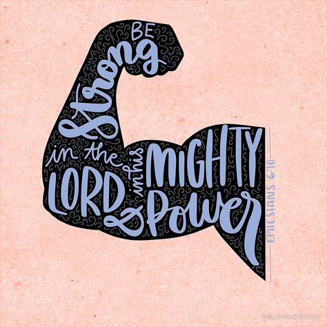 Ephesians 6:10 - be strong in the Lord - bible verse typography Bible Verse Calligraphy, Bible Verse Typography, Be Strong In The Lord, Strong In The Lord, Typography Sticker, Ephesians 6 10, Bible Verse Coloring, Ephesians 6, Verse Art