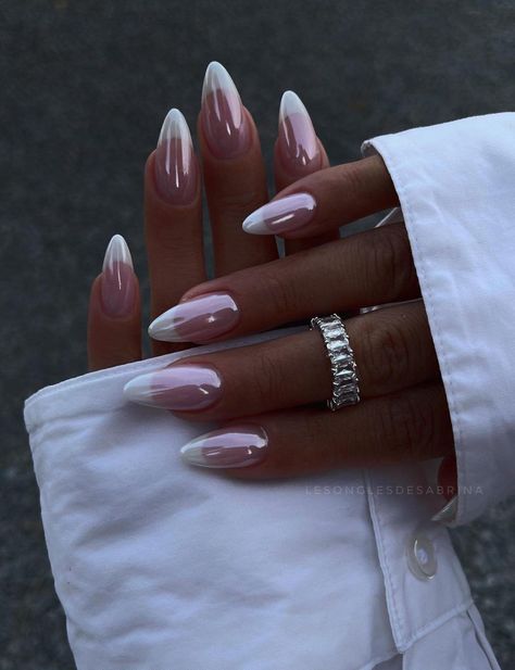 Classic White French Manicure with Subtle Color Transitions for Added Depth French Manicure With Silver Tips, Hens Nail Ideas, Pink And White Acrylic Nails, Hoco Nails, Chrome Nails Designs, French Tip Nail Designs, Baddie Nails, White Acrylic Nails, Basic Nails