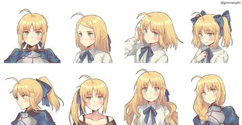 Different Saber Hairstyles Anime Ponytail, Anime Hairstyles Male, Hairstyles List, Pelo Anime, Manga Hair, Cute Ponytails, Hairstyle Names, Drawing Hair, Anime Head