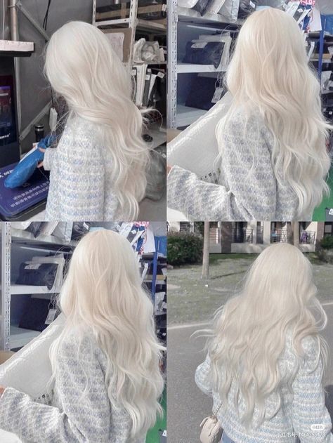 Korean Hair Color Ideas, Aesthetic Avatar, Ice Blonde Hair, Long White Hair, Beige Hair, Korean Hair Color, White Hair Color, Korean Hair, Icy Blonde