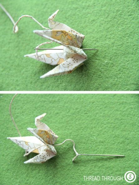 Tutorial Thursday: Origami Crane Hanging Crystal Clips | Old Gloriousmess! Blog A Thousand Cranes, Hanging Origami, Japanese Party, Happiness And Peace, Paper Cranes, Hanging Crystal, Hanging Crystals, Origami Crane, Paper Crane