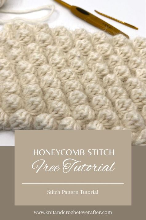 Crochet Honeycomb Stitch, Honeycomb Crochet, Crochet Honeycomb, Bobble Crochet, Honeycomb Stitch, Free Pattern Download, Crochet Knit Stitches, Easy Crochet Stitches, Wrist Warmers