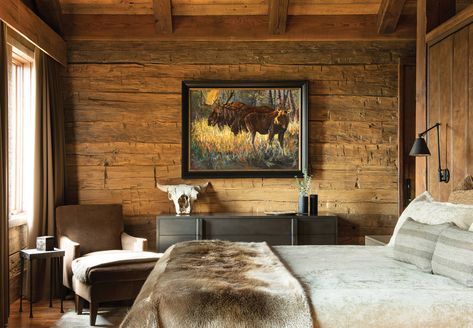 Sportsman’s Paradise - Big Sky Journal Yellowstone Home, One Room Cabin, Boarding Kennels, Peace Design, Built In Bar, Hunting Lodge, Leather Lounge, Interior Photography, Dog Boarding