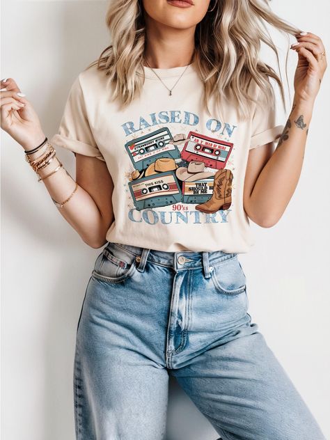 Raised On 90s Country, 90s Country Music, Country Vibe, 90s Country, Retro Country, Music Tees, Country Shirts, Concert Shirts, Music Lover