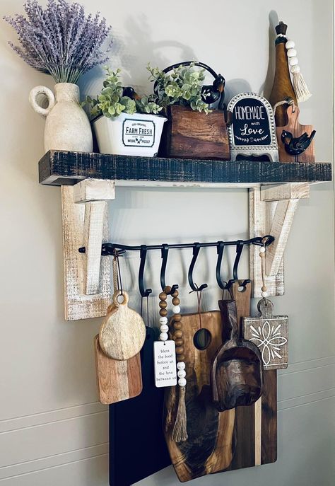 Farm Cottage Kitchen, Hobby Lobby Shelf, Farmer House, Prim Kitchen, Upstairs Kitchen, Tiny Kitchens, Kitchen Decor Sets, Family Home Decor, Bless The Food