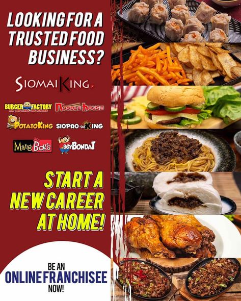 Start an Online Food Business at the comfort of your home Siomai King, Franchise Food, Noodle House, Franchise Business, Food Business, Business Idea, New Career, Online Food, Health Lifestyle