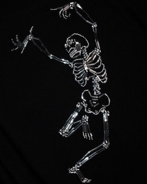 Fall Embroidery Patterns, Skeleton Embroidery, Fall Embroidery, Gift For Doctor, Goth Clothes, Embroidery Beads, Dancing Skeleton, Skeleton Shirt, Embroidery Jewelry