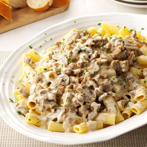 Sausage And Mushroom Recipes, Mushroom Rigatoni, Rigatoni Recipe, Brookfield Wisconsin, Pasta Sausage, Sausage Mushroom, Sausage Rigatoni, Rigatoni Recipes, Sausage Dinner