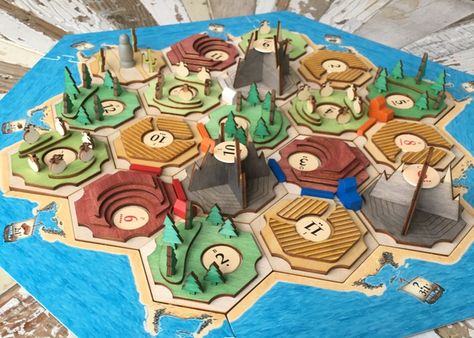 The Base Game Catan Game, Custom Board Games, Catan Board, Board Games Diy, Settlers Of Catan, 3d Printing Art, Board Game Design, Laser Engraved Ideas, Play Sets