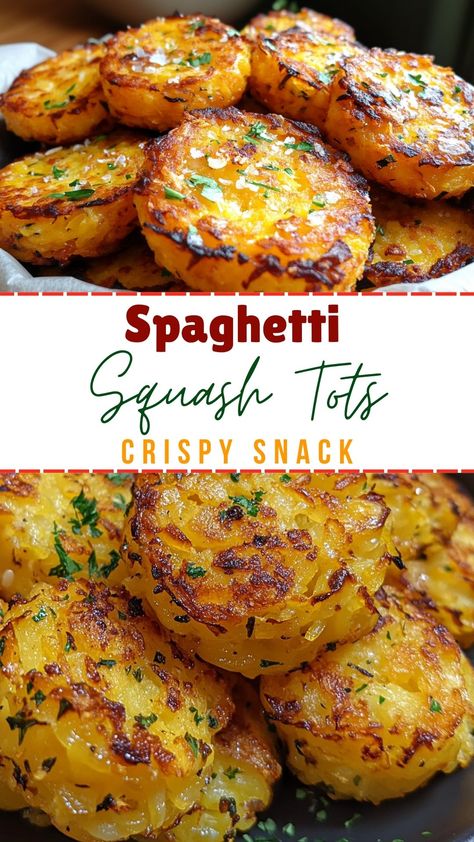 Easy Side Dish Recipes: Spaghetti Squash Tots - Crispy Snack Spaghetti Squash Appetizer, Spaghetti Squash Appetizer Recipes, Leftover Spaghetti Squash Ideas, Crispy Spaghetti Squash, Spaghetti Squash Sides Recipes, Spaghetti Squash Side Recipes, Recipes For Spaghetti Squash Easy, Spaghetti Squash Recipes Side Dish, Spaghetti Squash Dessert Recipes