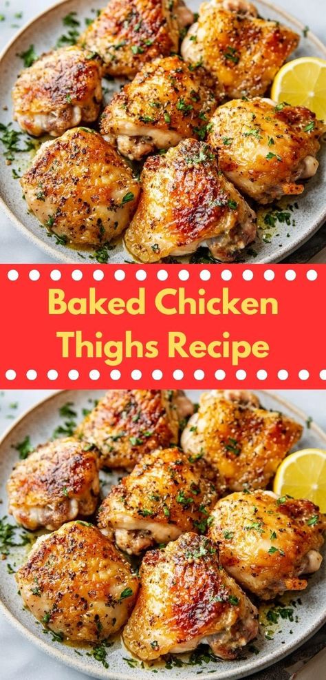 Searching for a hassle-free dinner recipe? This Baked Chicken Thighs Recipe is not only easy to make but also results in a crispy and juicy dish, making it ideal for busy family dinners. Flavorful Baked Chicken, Chicken Thigh Seasoning, Crispy Baked Chicken Thighs, Chicken Recipes For Dinner, Juicy Baked Chicken, Delicious Chicken Dinners, Chicken Thighs Recipe, Thighs Recipe, Crispy Baked Chicken