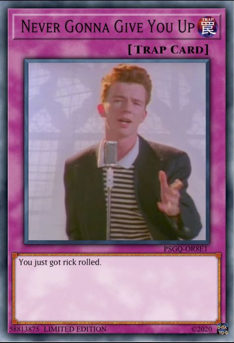 Bnha X Reader, Rick Roll, Trap Card, Yugioh Trap Cards, Mood Card, Rick Rolled, Uno Cards, Funny Yugioh Cards, Rick Astley