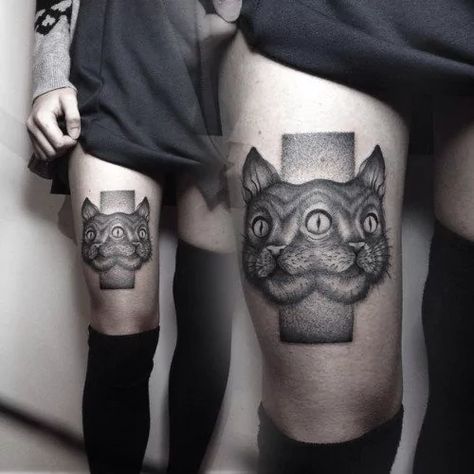 skindeeptale 7 Tattoo, Facial Tattoos, Cat Tattoos, Under My Skin, Head Tattoos, Body Modifications, Blackwork Tattoo, Cat Tattoo, Black Tattoos