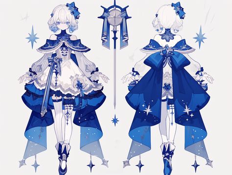 Blue Outfit Adoptables, Mondstadt Characters, Animated Clothing, Outfit Adopts, Costume Design Sketch, Animated Clothes, Desain Buklet, Clothing Design Sketches, Fantasy Dresses